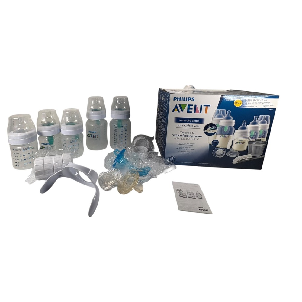 Philips Avent Newborn Starter Gift Set Baby 0m+ Clear Blue Like New Anti-Colic